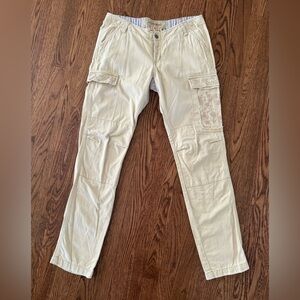 DA-NANG Surplus Cargo Utility Pants Embroidered Floral Double Knee Cotton Lace M
